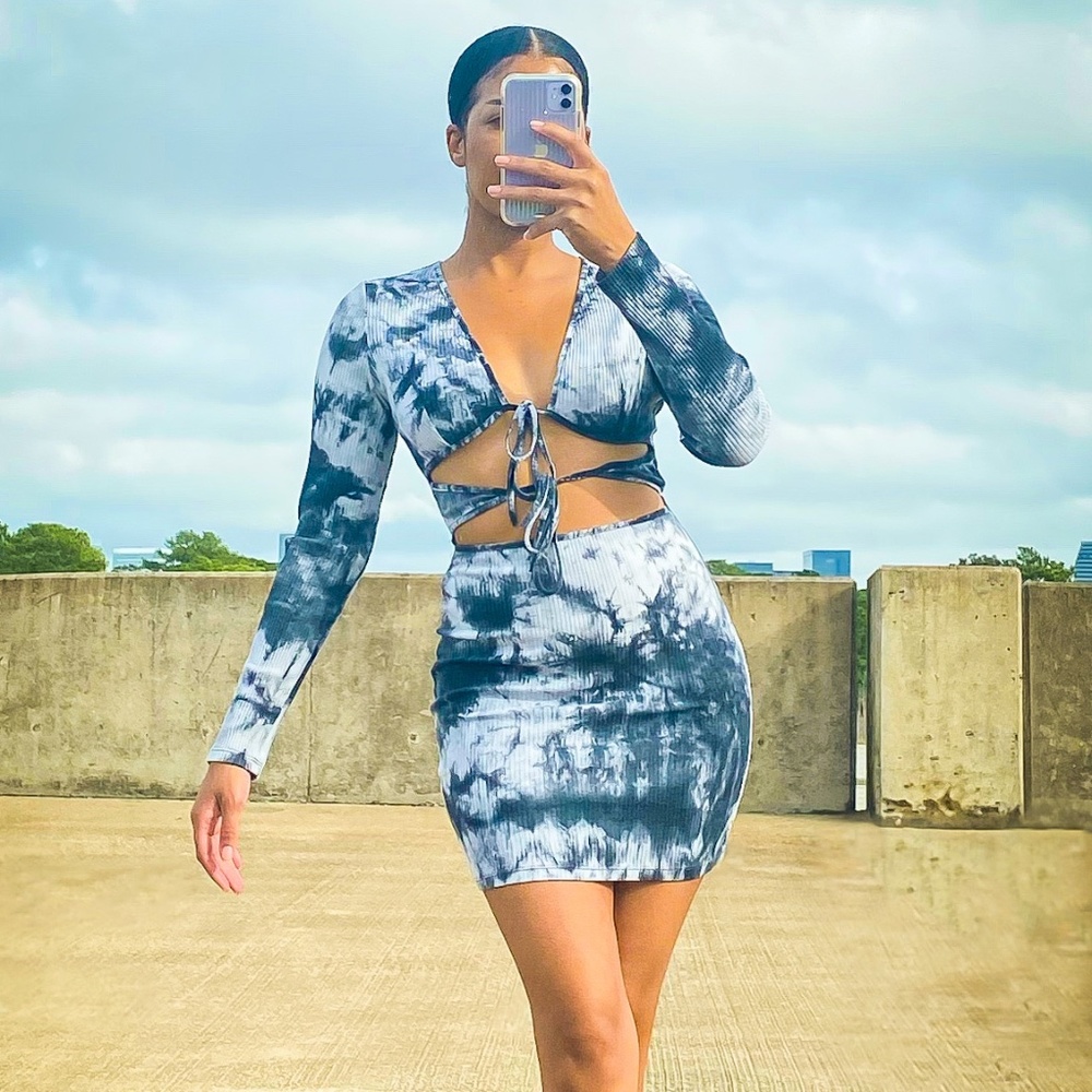 All Eyes on You Tie-Dye Cut-Out Bodycon Mini Dress